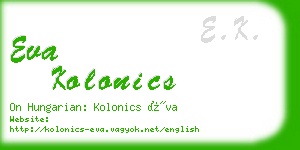 eva kolonics business card
